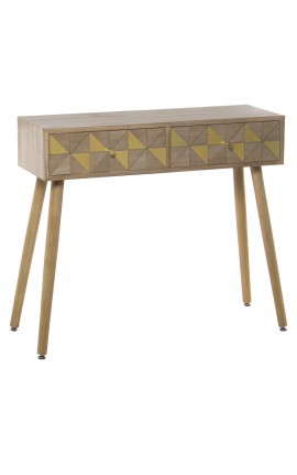 Tavolo Consolle Da Ingresso In Legno Paulownia e Pino 89x30x78 CM Camacho