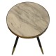 Tavolo Tavolino Rotondo Finiture Legno Piano in Marmo Bianco 44x55 Cm Camacho