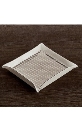 Bomboniera Matrimonio Vassoio Svuotatasche vuotatasca Pied de Poule Platino Henriette