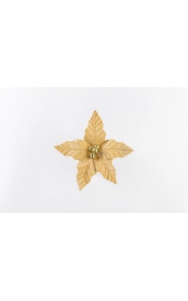 SET 6 PZ STELLA 5 PETALI VELVET BEIGE 24CM ADDOBBO  DECORAZIONE ALBERO DI NATALE  CHRISTMAS ORO