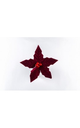 SET 6 PZ STELLA 5 PETALI VELVET BORDEAUX 24CM ADDOBBO  DECORAZIONE ALBERO DI NATALE  CHRISTMAS ROSSO