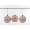 SET 3 SFERE NATALIZIE VETRO ROSA diam.8 CM DECORAZIONI ALBERO DI NATALE MERRY CHRISTMAS NATALE