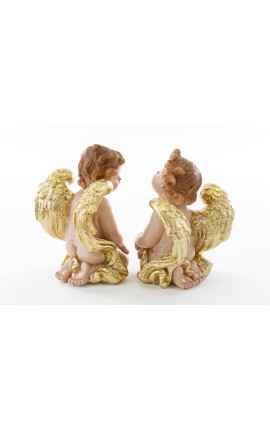 COPPIA ANGELI ANGELO RESINA 2 ASS. h.13,5 CM MERRY CHRISTMAS NATALE
