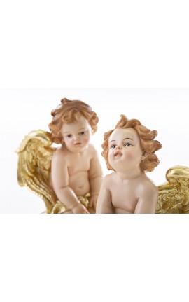 COPPIA ANGELI ANGELO RESINA 2 ASS. h.13,5 CM MERRY CHRISTMAS NATALE