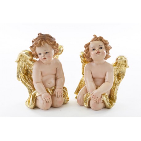 COPPIA ANGELI ANGELO RESINA 2 ASS. h.13,5 CM MERRY CHRISTMAS NATALE