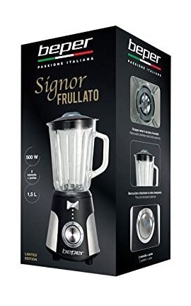 BEPER 90.437 Frullatore con Caraffa in Vetro, 500 W, 1.5 Litri