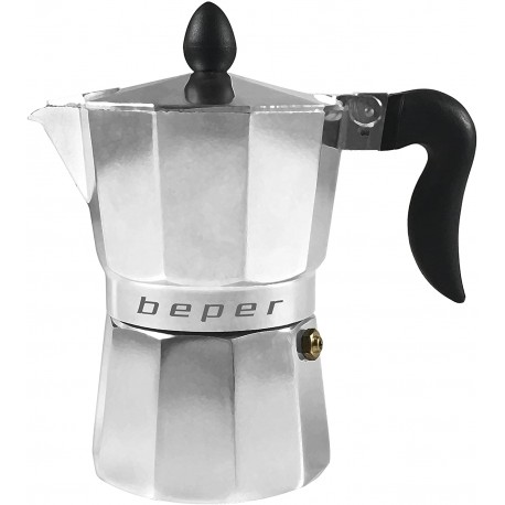 BEPER CA.011 Caffettiera 3 Tazze, 3 Cups, Alluminio, Argento