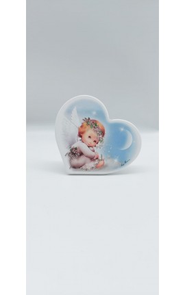 Bomboniera Battesimo Nascita Comunione Angelo  Bimbo Bimba  Con Finitura Argento