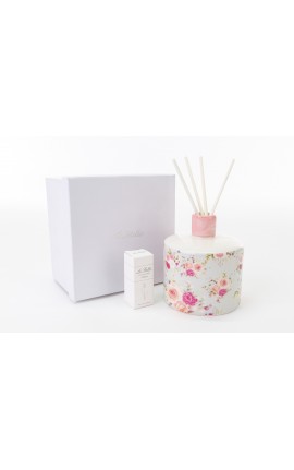 Bomboniera Matrimonio Profumatore Diffusore Pink & roses Porcellana Floreale Con Box