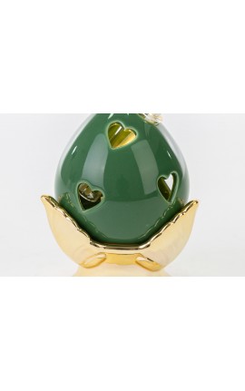 Bomboniera Matrimonio Diffusore Profumatore Pomo Pumo Porcellana Led Verde e Oro Con Box