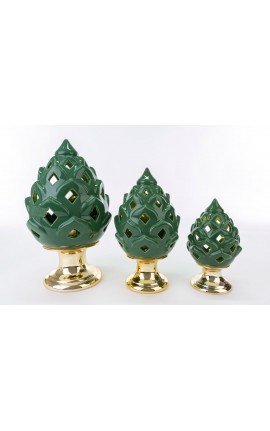 Bomboniera Matrimonio Pigna Porcellana Led Verde h.19 Cm