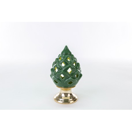 Bomboniera Matrimonio Pigna Porcellana Led Verde h.19 Cm