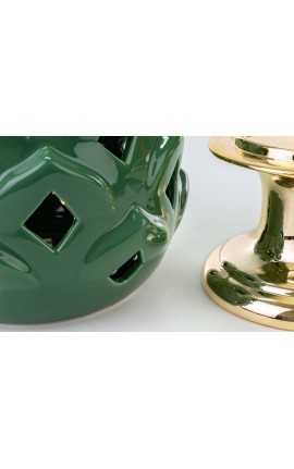 Pigna Porcellana Led Verde h.32 Cm