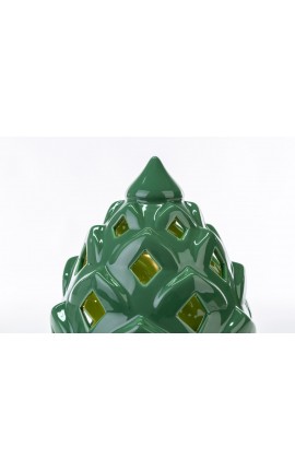 Pigna Porcellana Led Verde h.32 Cm