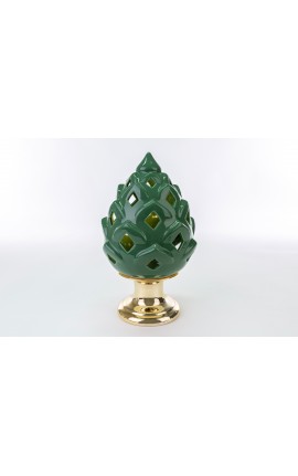Pigna Porcellana Led Verde h.32 Cm