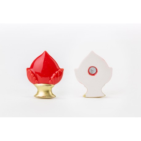 Bomboniera Matrimonio Magnete Calamita Pomo Pumo Porcellana Rosso e Oro