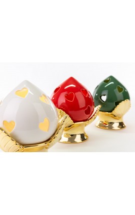 Bomboniera Matrimonio  Pomo Pumo Porcellana Rosso e Oro