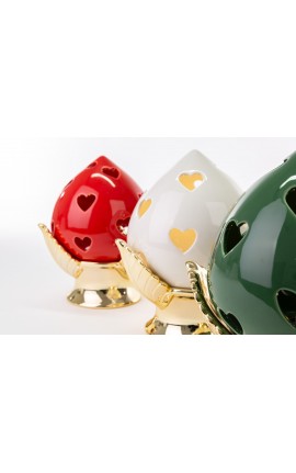 Bomboniera Matrimonio  Pomo Pumo Porcellana Rosso e Oro h.22 Cm