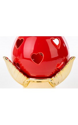 Bomboniera Matrimonio  Pomo Pumo Porcellana Rosso e Oro h.22 Cm