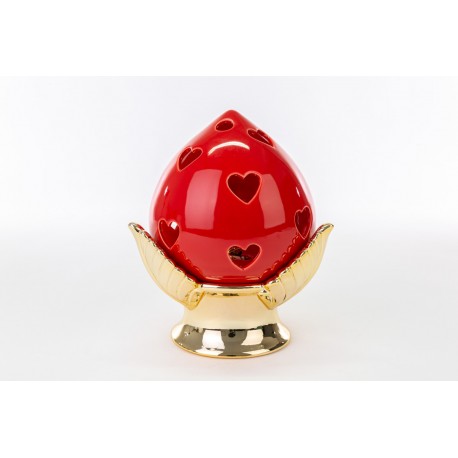 Bomboniera Matrimonio  Pomo Pumo Porcellana Rosso e Oro h.22 Cm