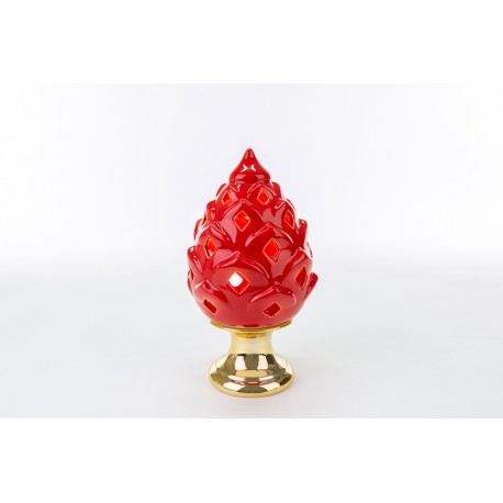 Bomboniera Matrimonio  Pigna Led Porcellana Rosso h.25 Cm