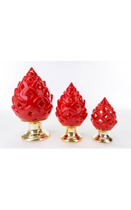 Bomboniera Matrimonio  Pigna Led Porcellana Rosso h.25 Cm
