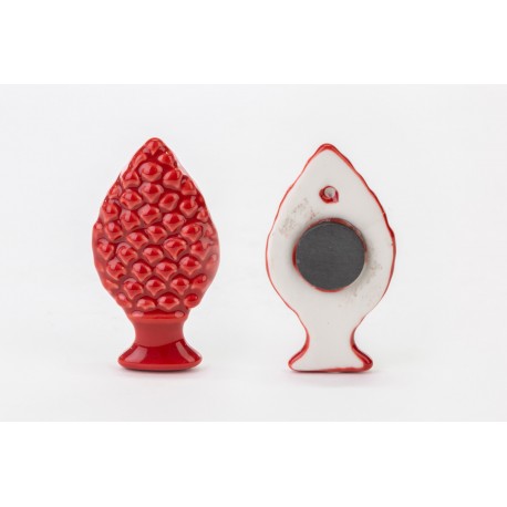 Bomboniera Set 12 Pz Calamita Magnete Pigna Rossa Porcellana