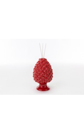 Bomboniera Matrimonio Profumatore Diffusore Pigna Rossa Porcellana Con Box