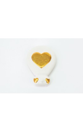 Bomboniera Matrimonio Magnete Calamita Mongolfiera Cuori Oro Porcellana
