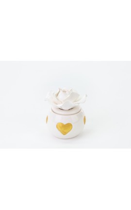Bomboniera Matrimonio Profumatore Diffusore  Cuori Oro Led Porcellana Con Box