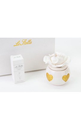 Bomboniera Matrimonio Profumatore Diffusore  Cuori Oro Led Porcellana Con Box