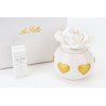 Bomboniera Matrimonio Profumatore Diffusore  Cuori Oro Led Porcellana Con Box