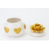 Bomboniera Matrimonio Scatola Cuori e Fiore Porcellana Oro Con Box
