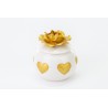 Bomboniera Matrimonio Scatola Cuori e Fiore Porcellana Oro Con Box