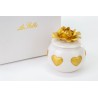 Bomboniera Matrimonio Scatola Cuori e Fiore Porcellana Oro Con Box