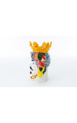 Vaso Testa Di Moro Uomo Colorato Porcellana h.20 Cm