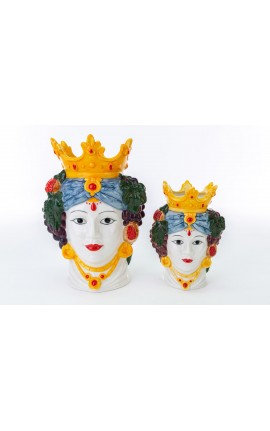 Vaso Testa Di Moro Donna Colorato Porcellana h.20 Cm
