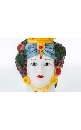 Vaso Testa Di Moro Donna Colorato Porcellana h.20 Cm