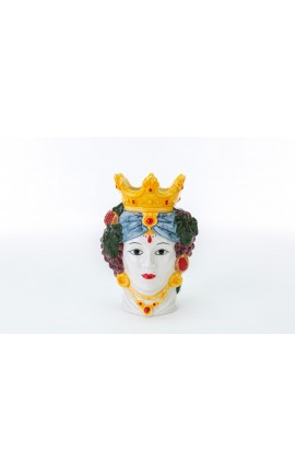 Vaso Testa Di Moro Donna Colorato Porcellana h.20 Cm