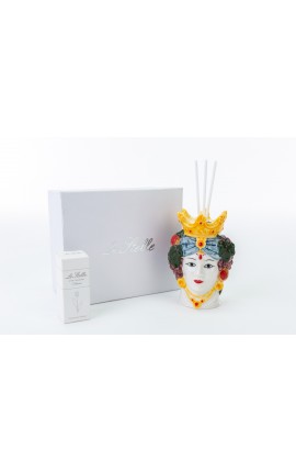 Bomboniera Matrimonio Profumatore Diffusore Testa Di Moro Donna Porcellana Colorato Con Box