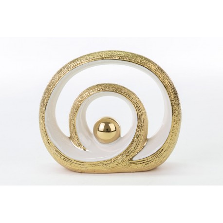 Bomboniera Matrimonio Cerchi Porcella Oro H.18 Cm