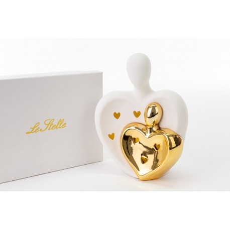 Bomboniera Matrimonio Coppia Sposi Led Bianco e Oro Con Box