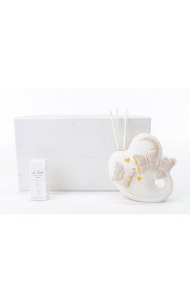 Bomboniera Matrimonio Profumatore Diffusore Cuore Porcellana Farfalle  Led Con Box