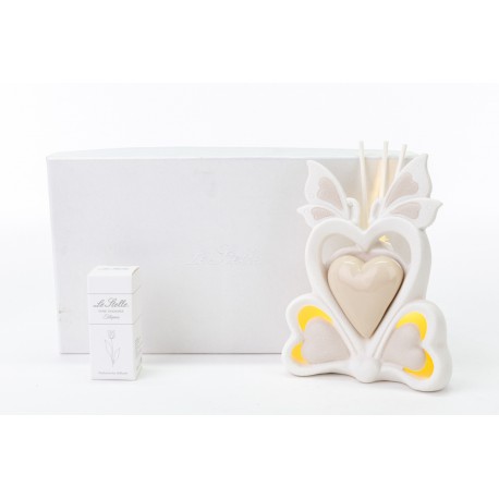 Bomboniera Matrimonio Profumatore Diffusore Farfalla Cuore Led Porcellana Con Box