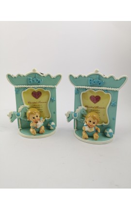 Portafoto in Resina Colorata Celeste Baby Ass.