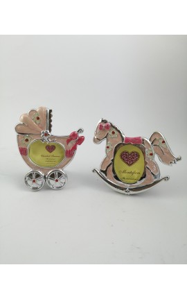 Portafoto Celeste/Rosa in Resina Colorata