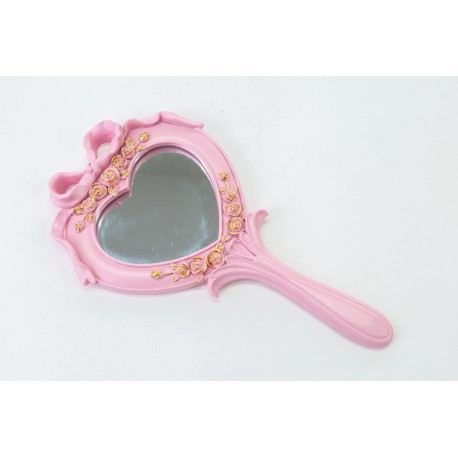 Bomboniera Battesimo Compleanno Matrimonio Specchio Cuore Resina Rosa