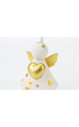 Bomboniera Battesimo Nascita Compleanno Profumatore Diffusore Angelo Led Porcellana Bianco e Oro Con Box