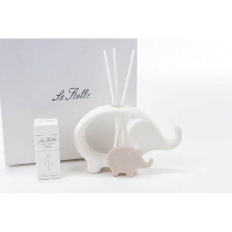 Bomboniera Battesimo Nascita Compleanno Profumatore Diffusore Elefante Elefantino Porcellana Con Box