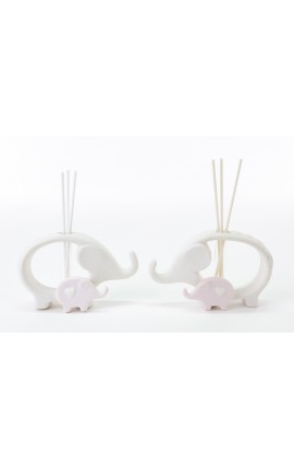 Bomboniera Matrimonio Profumatore Diffusore Elefante Elefantini Porcellana Bimba Rosa 2 Ass. Con Box